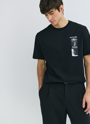 Футболка с принтом, Черный