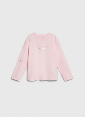 Лонгслив с вышивкой для девочек, Розовый