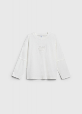 Лонгслив с вышивкой для девочек, Белый