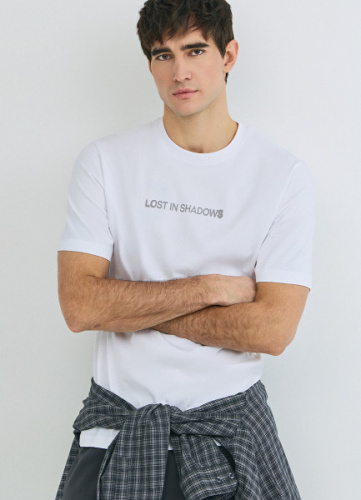 Футболка с текстовым принтом, Белый