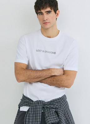 Футболка с текстовым принтом, Белый