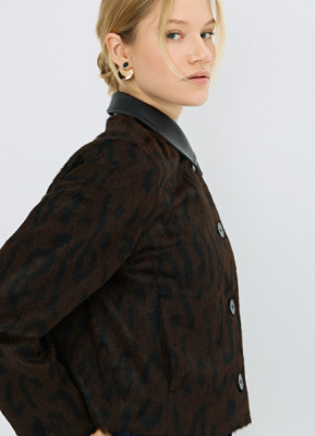 Куртка из искусственной кожи с ворсом, Черный