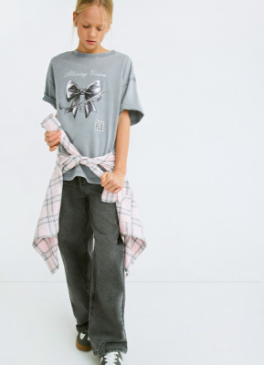 Футболка с AR-принтом для девочек, Серый