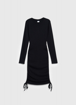 Платье в рубчик с завязками для девочек, Черный