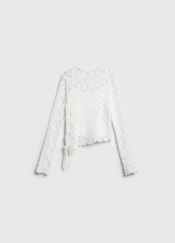 Кружевной лонгслив с завязками для девочек, Белый