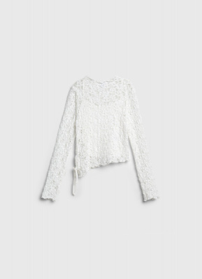 Кружевной лонгслив с завязками для девочек, Белый