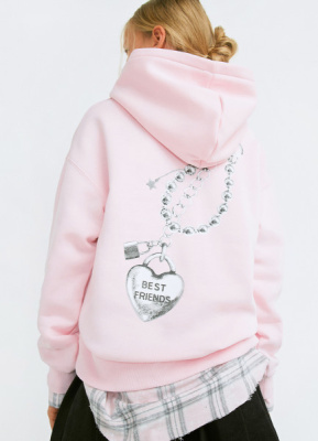 Худи с принтом для девочек, Розовый