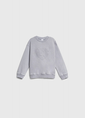 Свитшот с объёмным принтом для девочек, Серый