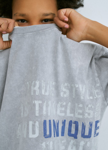 Футболка с принтом для мальчиков, Серый