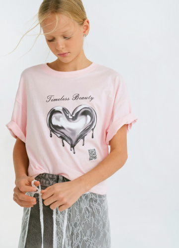 Футболка с AR-принтом для девочек, Розовый