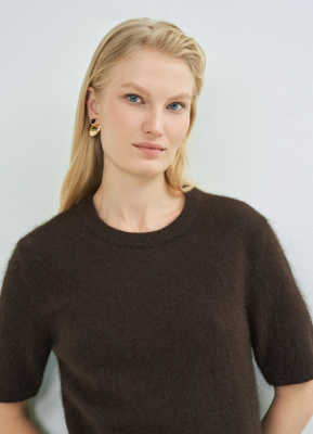 Джемпер из ангоры с коротким рукавом, Коричневый