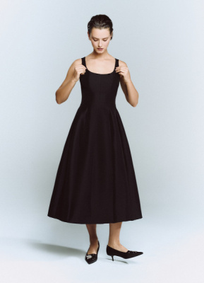 Платье с расклёшенной юбкой, Черный