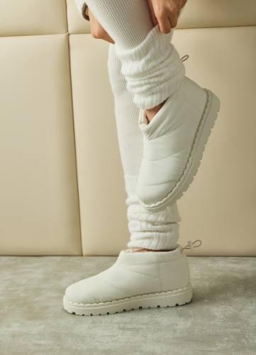 Гетры в рубчик с ангорой, Белый