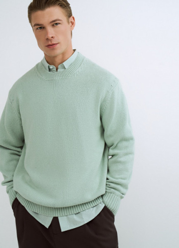 Вязаный джемпер из хлопка, Зеленый