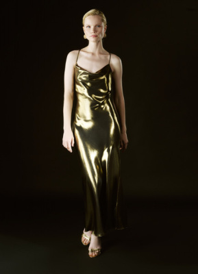 Платье из ткани с эффектом жидкого золота, Золотой