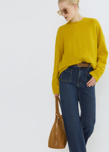 Широкие эластичные джинсы, Синий