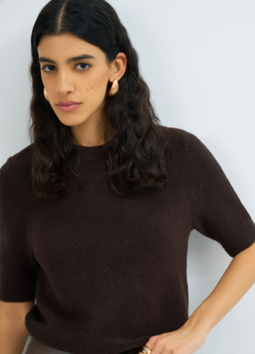 Джемпер с коротким рукавом, Коричневый