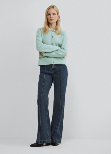 Джинсы клёш с высокой посадкой, Синий