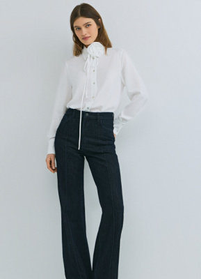 Джинсы клёш с высокой посадкой, Синий