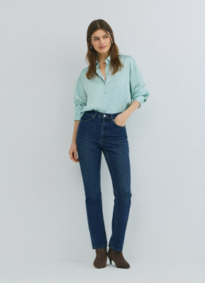 Прямые джинсы с высокой посадкой, Синий