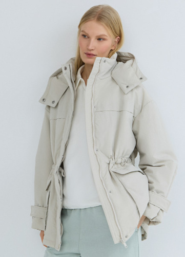 Куртка-парка с капюшоном, Бежевый