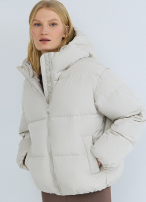 Утеплённая куртка с капюшоном, Бежевый