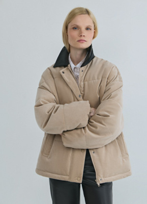 Утеплённая куртка из вельвета, Бежевый