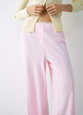 Пижамные брюки из ажурного трикотажа, Розовый