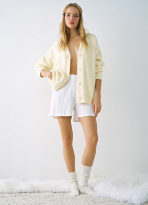 Пижамные шорты из ажурного трикотажа, Белый