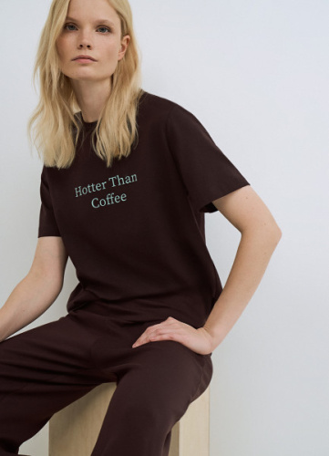 Футболка с принтом, Коричневый