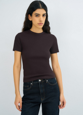 Футболка в рубчик, Коричневый