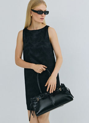 Платье мини из жаккарда, Черный