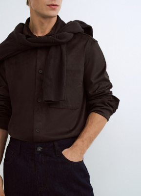 Плотная рубашка из трикотажа, Коричневый