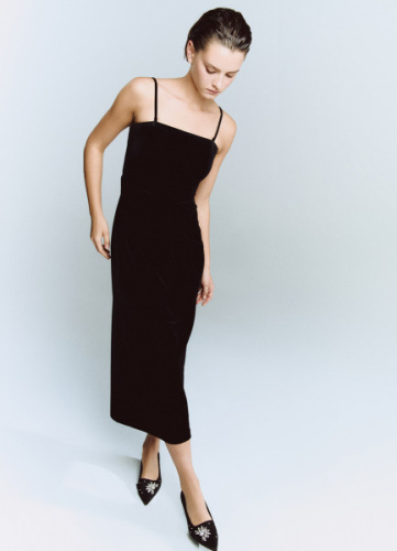 Бархатное платье-бюстье, Черный