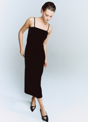 Бархатное платье-бюстье, Черный