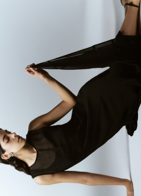 Шифоновое платье А-силуэта, Черный