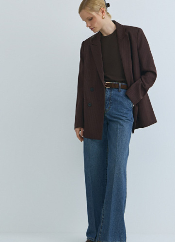 Широкие джинсы Wide leg с высокой посадкой, Синий