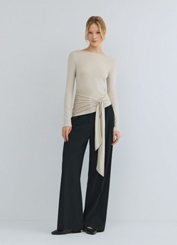 Широкие брюки со складками, Черный