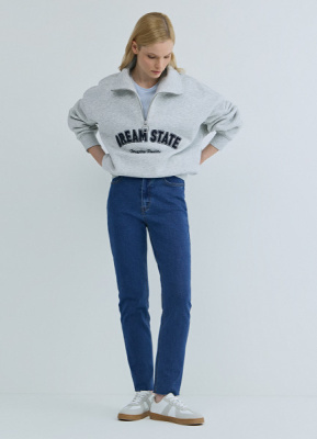 Узкие джинсы с высокой посадкой, Синий