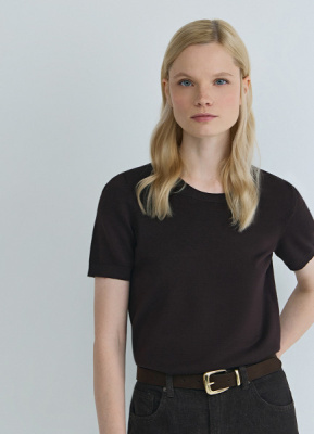 Джемпер с коротким рукавом, Коричневый