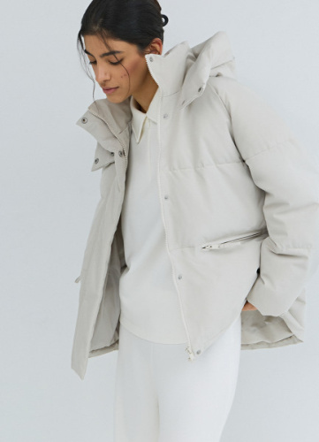 Утеплённая куртка с капюшоном, Бежевый