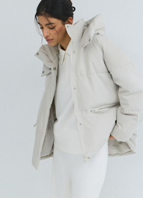 Утеплённая куртка с капюшоном, Бежевый