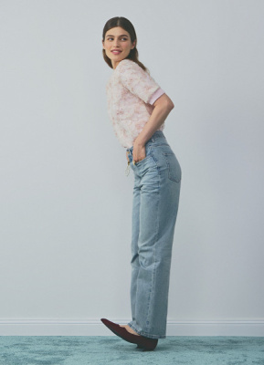 Прямые джинсы с брелоком, Голубой