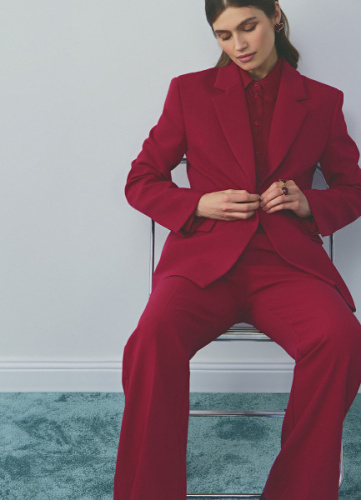 Однобортный приталенный жакет, Красный