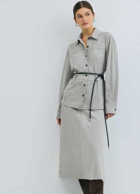 Юбка миди из искусственной замши, Серый