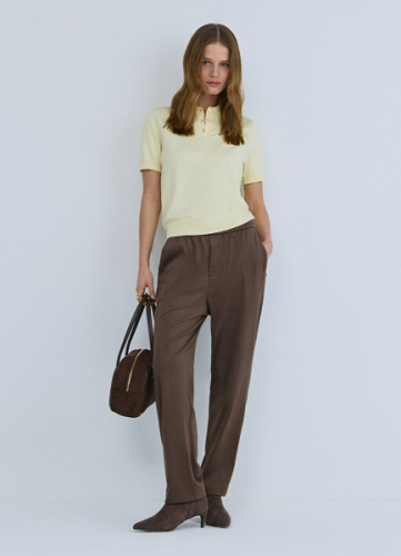 Брюки Baggy из искусственной замши, Коричневый