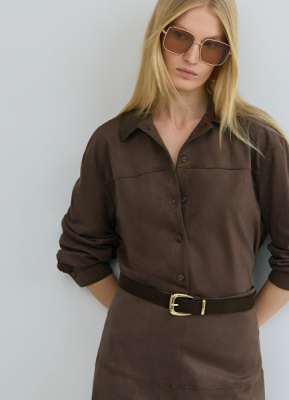 Рубашка из искусственной замши, Коричневый