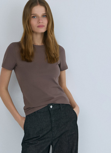 Базовая футболка из хлопка, Коричневый