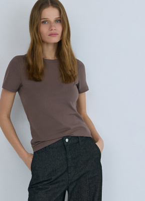 Базовая футболка из хлопка, Коричневый