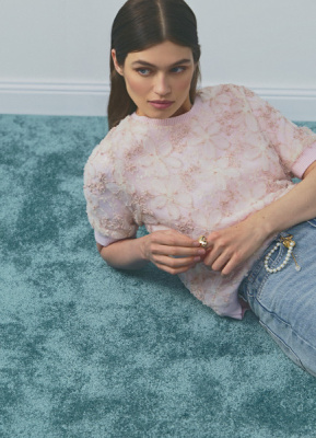 Джемпер с декором из кружева, Розовый